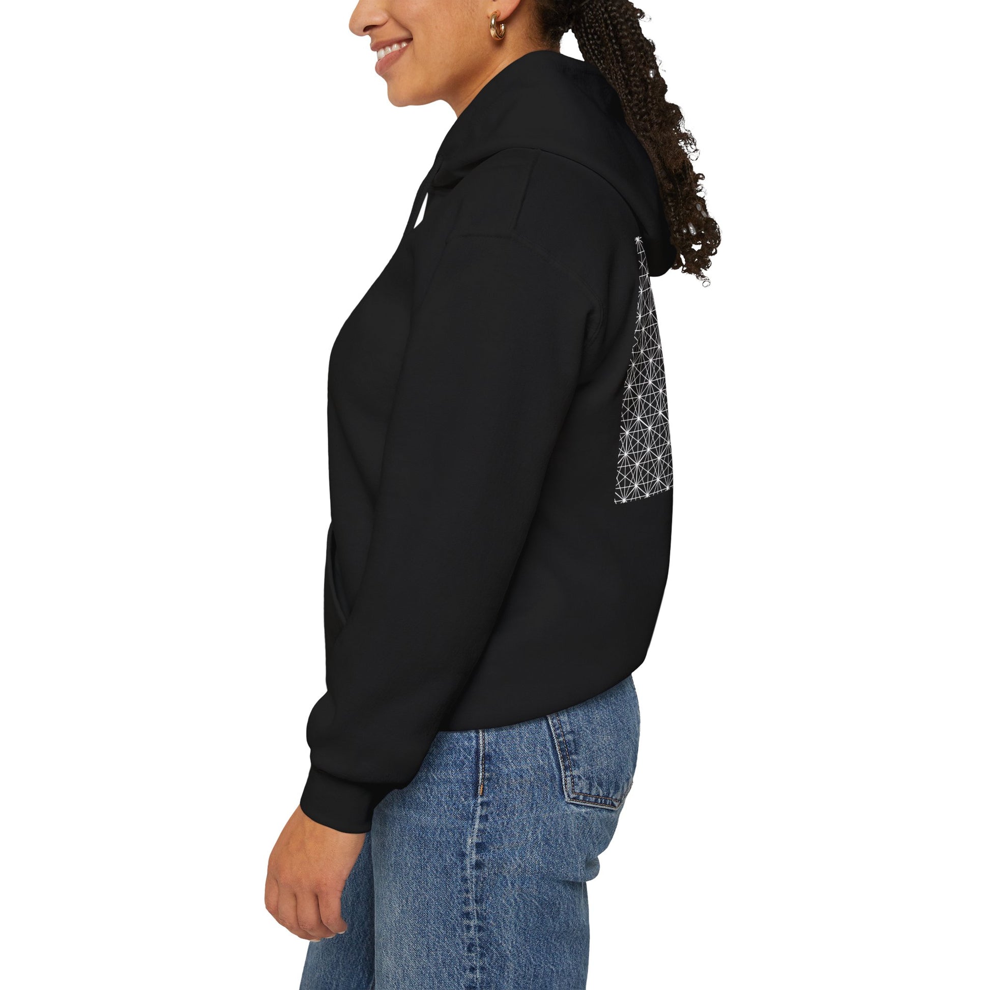 Experience ravewear excellence: upbeat, moody, and classy hoodie for EDM, trance, house, techno, ElectronicDanceMusic, DJ, PLUR, PeaceLoveUnityRespect, and musicfestival style